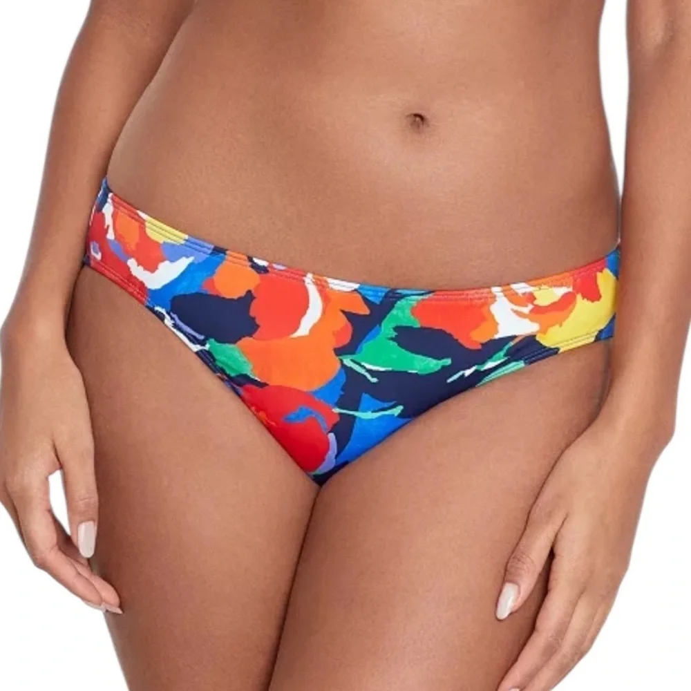 Lauren Ralph Lauren Printed Hipster Bikini Bottoms Bold Abstract Floral 10 New